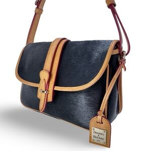 Vintage Dooney & Bourke Black Leather Flap Crossbody EUC